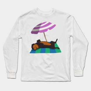 Rottweiler dog chills at the beach Long Sleeve T-Shirt